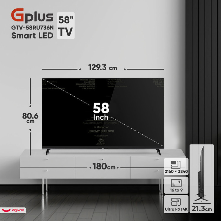 تلویزیون ال ای دی هوشمند جی پلاس مدل GTV-58RU736N سایز 58 اینچ
