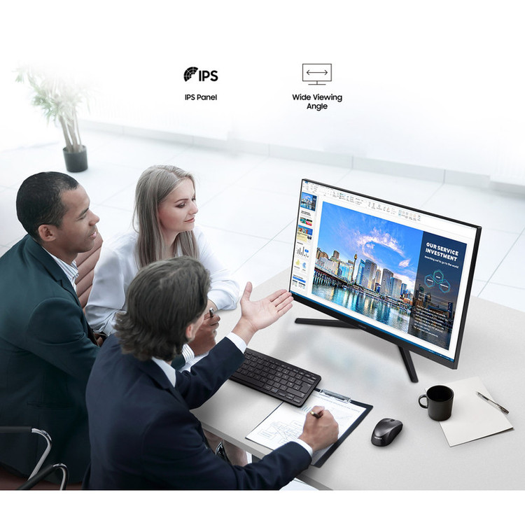 مانیتور سامسونگ مدل Essential LS22C310EAMXUE سایز 22 اینچ، رزولوشن Full HD، پنل IPS، نرخ بروزرسانی تصویر 75 هرتز، نسبت تصویر 16:9، یک پورت HDMI و یک پورت D-Sub