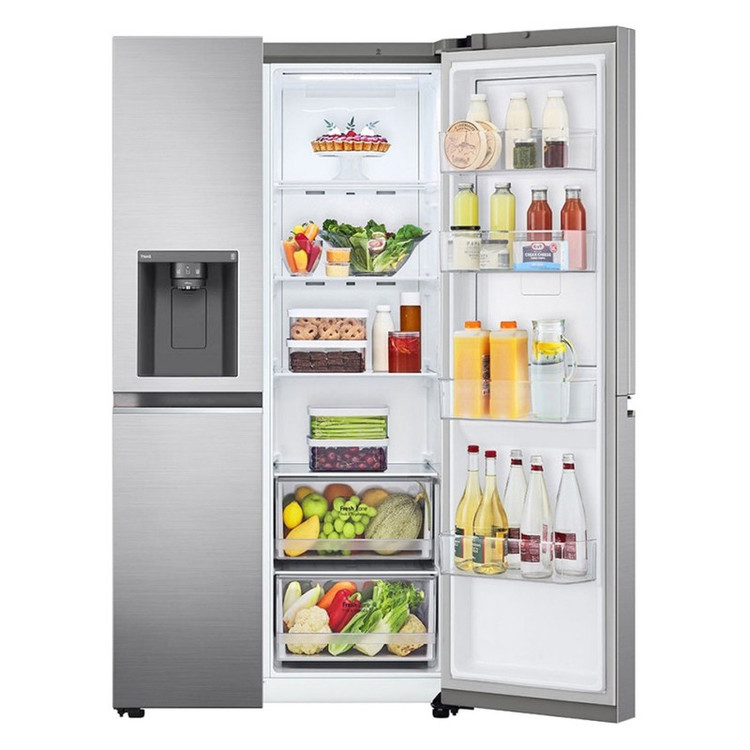 یخچال j257 سیلور . یخچال فریزر ساید بای ساید 24 فوت ال جی مدل GC-J257SMSV