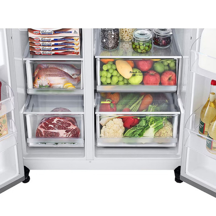 یخچال j257 سیلور . یخچال فریزر ساید بای ساید 24 فوت ال جی مدل GC-J257SMSV