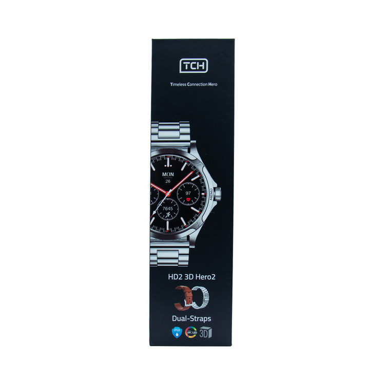 ساعت هوشمند تی سی اچ مدل TCH HD2 3D Hero2 دارای قابلیت های کنترل موسیقی (Music Player)، پشتیبانی از زبان فارسی در منو و سیستمعامل، قابلیت مکالمه از طریق بلوتوث بند فلز